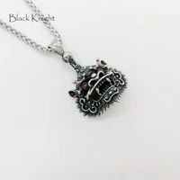black knight religious taoism lucky beast pendant necklace stainless steel vintage lucky taoist animal necklace blkn0705