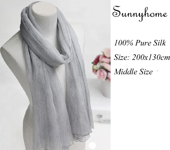 Chalinas Y Pashminas 100% PureTwill шелковый шарф Хиджаб 2016 летние пляжные шали и шифоновые шарфы