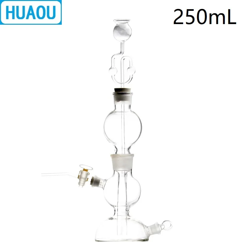 

HUAOU 250mL Gas Generator Kipps Apparatus with Safe Funnel Stopcock Rubber Stopper Laboratory Chemistry Equipment