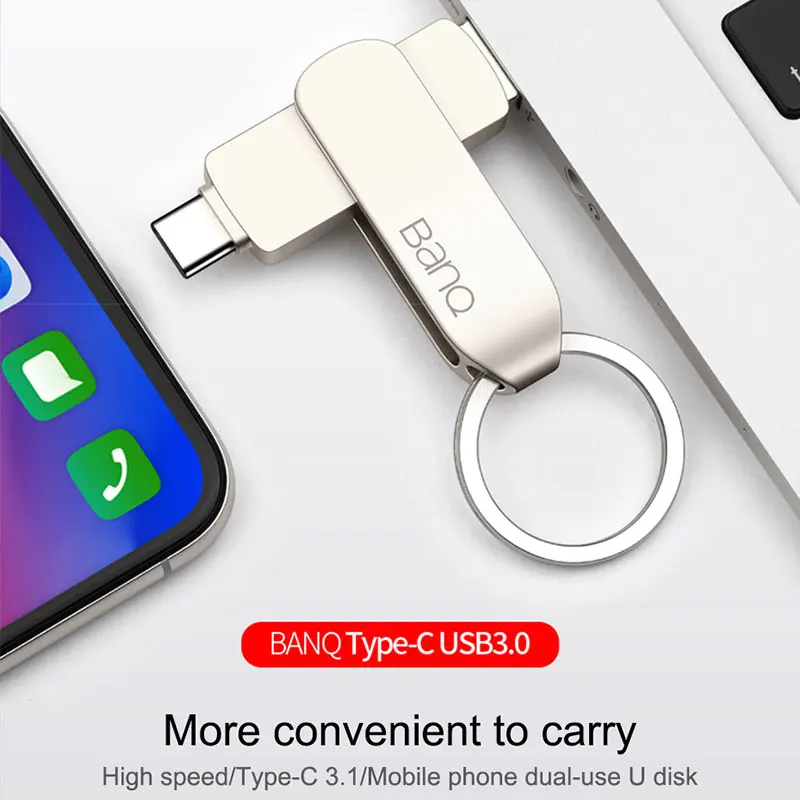 BanQ C90 USB флеш-накопитель 32 Гб OTG металлический USB 3,0 флеш-накопитель ключ 64 Гб Тип C3.1 высокоскоростной мини-флеш-накопитель карта памяти