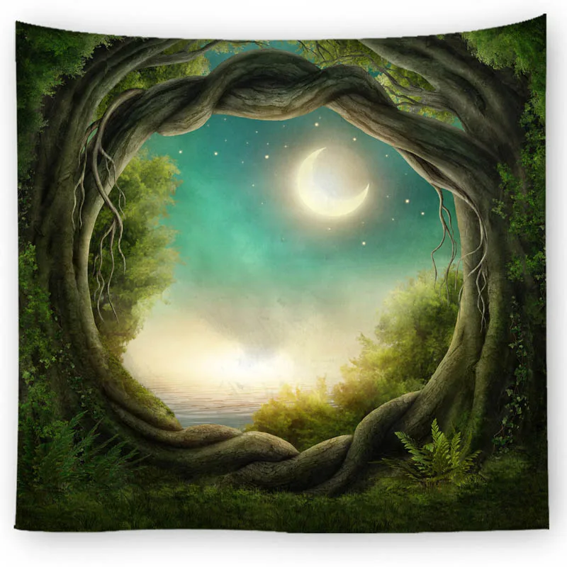 5 Large Size Wall Tapestry Fantasy Forest Fairy Tale World Wall Hanging Art Carpet Blanket Yoga Mat Decoration Green Tapestry - Цвет: 5
