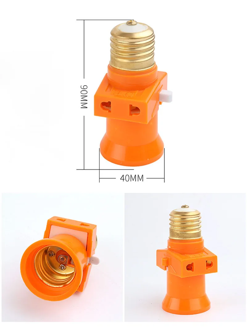E27 2 Thread Orange Светодиодный E27 B22 с коммутатором Jack основания светильника света разъем устойчивостью Кепка с вышивкой подвеска Тип штык держатель лампы - Цвет: E27 2 Thread Orange