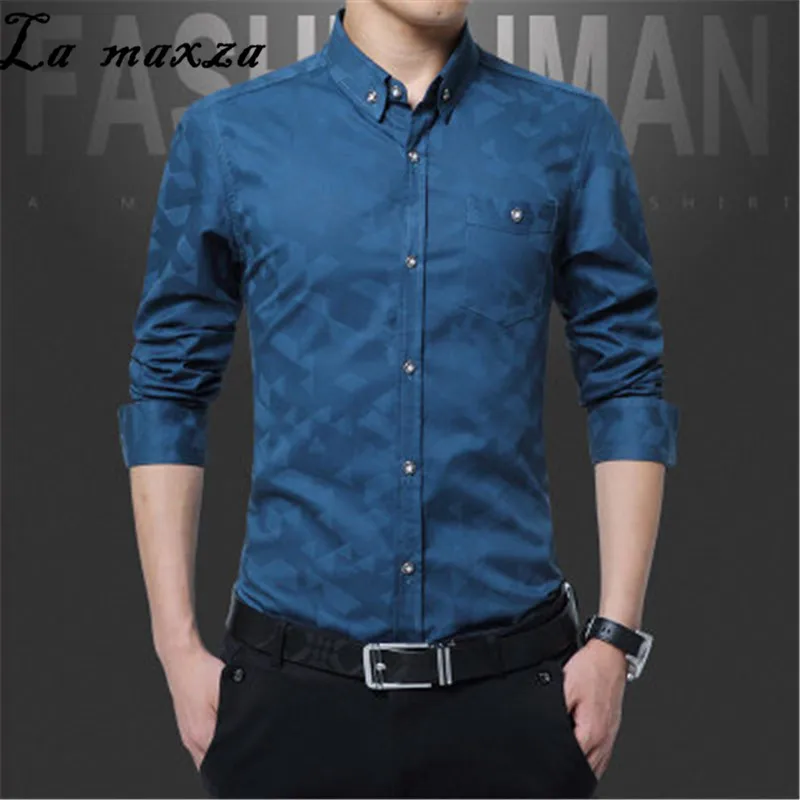 

2018 Autumn Solid Color Shirt Men Long Sleeve Shirt Mens Korean Style Fashionable Shirts Regular Fit
