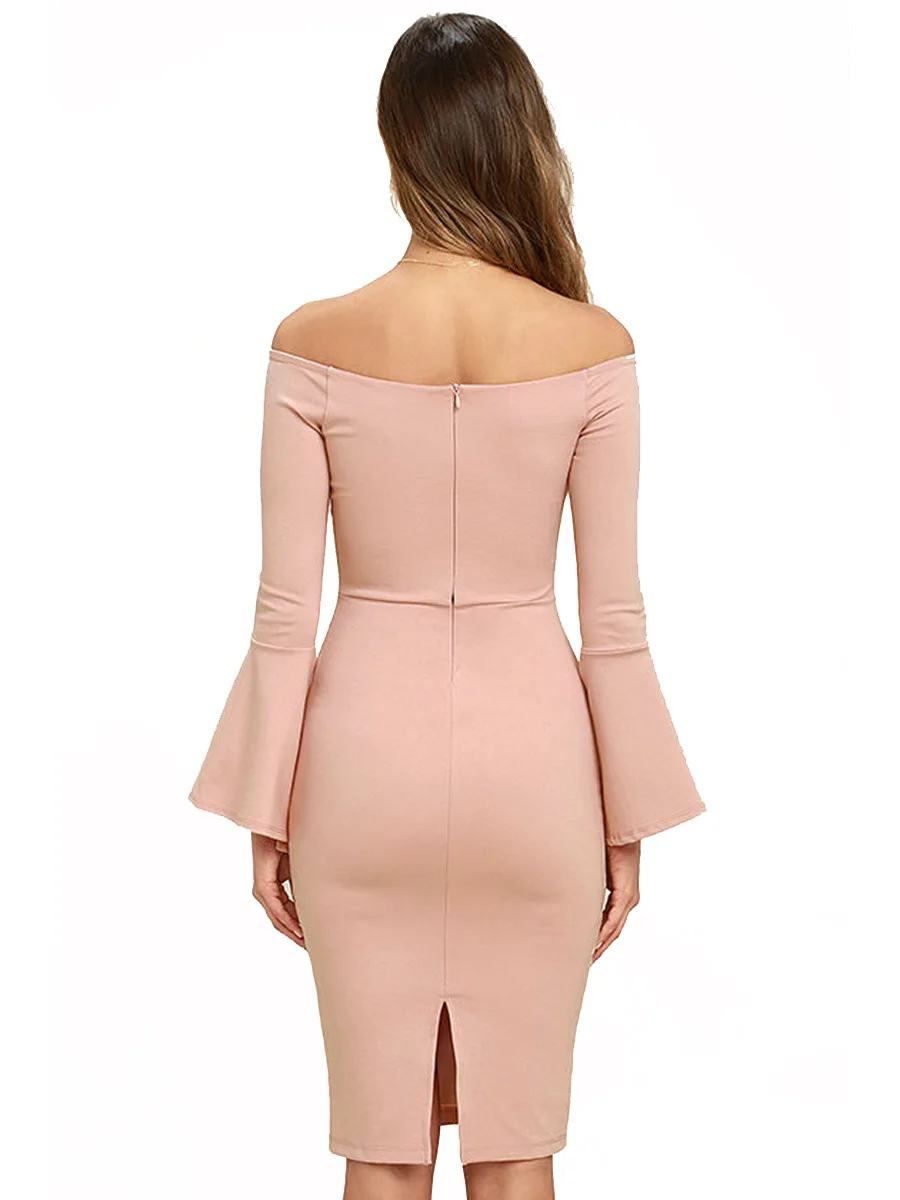 Осень 2018 Для женщин с открытыми плечами платье Сексуальная Bodycon Клубные длинными