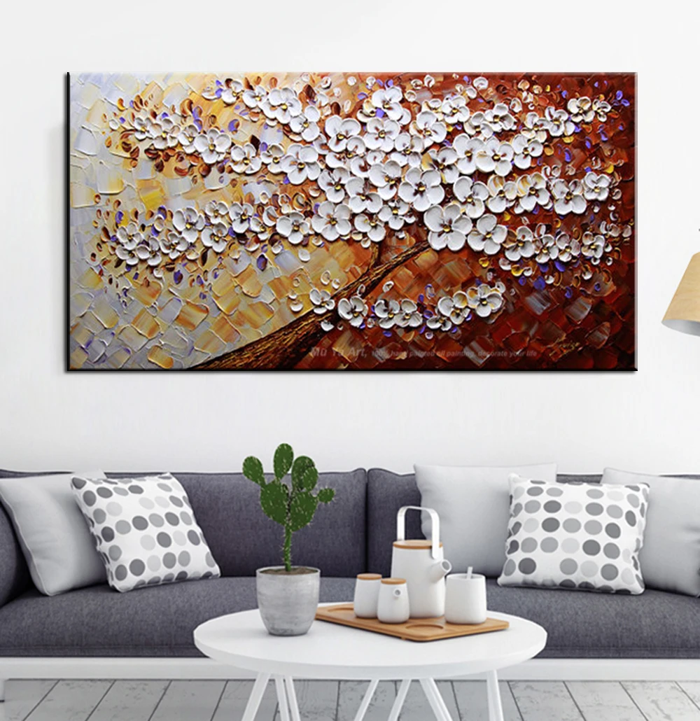 MUYA large wall pictures for living room flower modern hand painted canvas oil paintings abstract art tree painting | Дом и сад