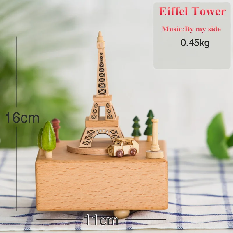 Eiffel Tower 14 Тип деревянная музыкальная шкатулка креативный подарок для детей музыкальное колесо обозрения карусель коробки коробок Navidad украшения для дома - Цвет: Eiffel Tower