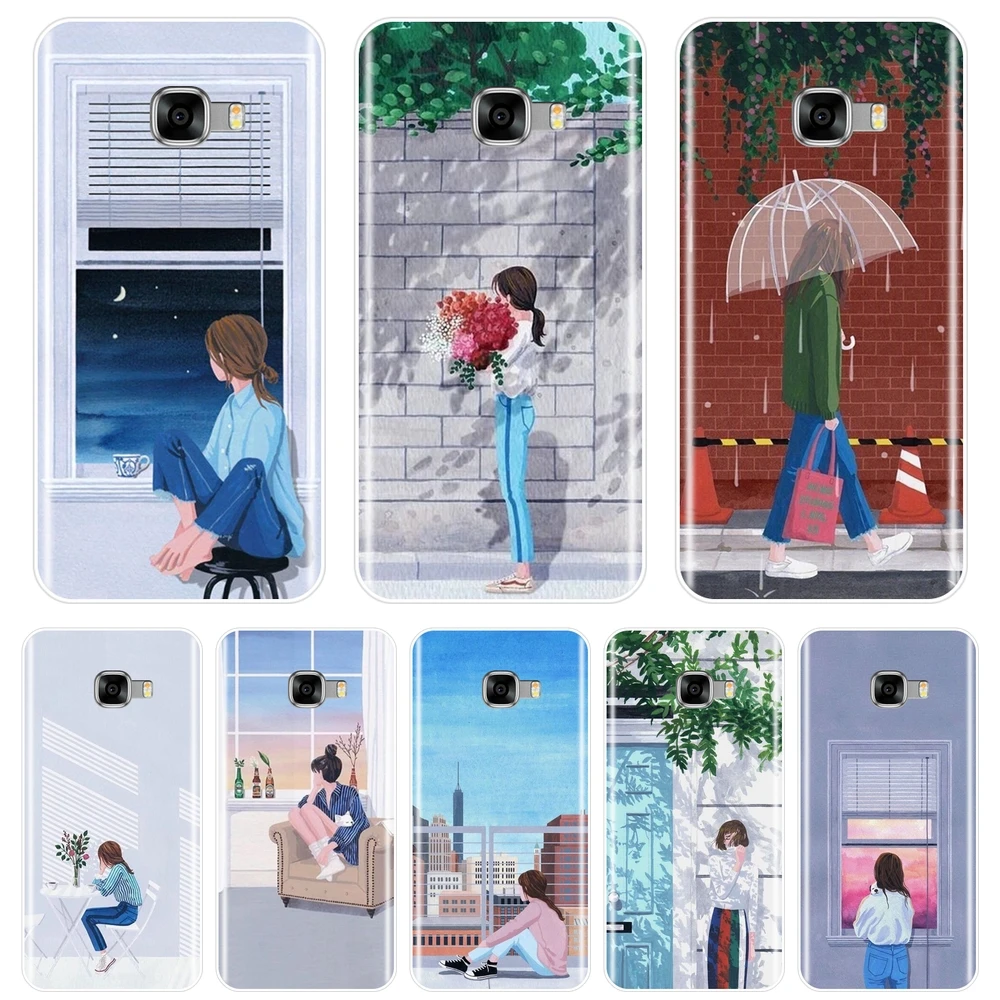 ТПУ Kpop девушка Корея Япония мультфильм задняя крышка для Samsung Galaxy C9 C7 C5 Pro Мягкий