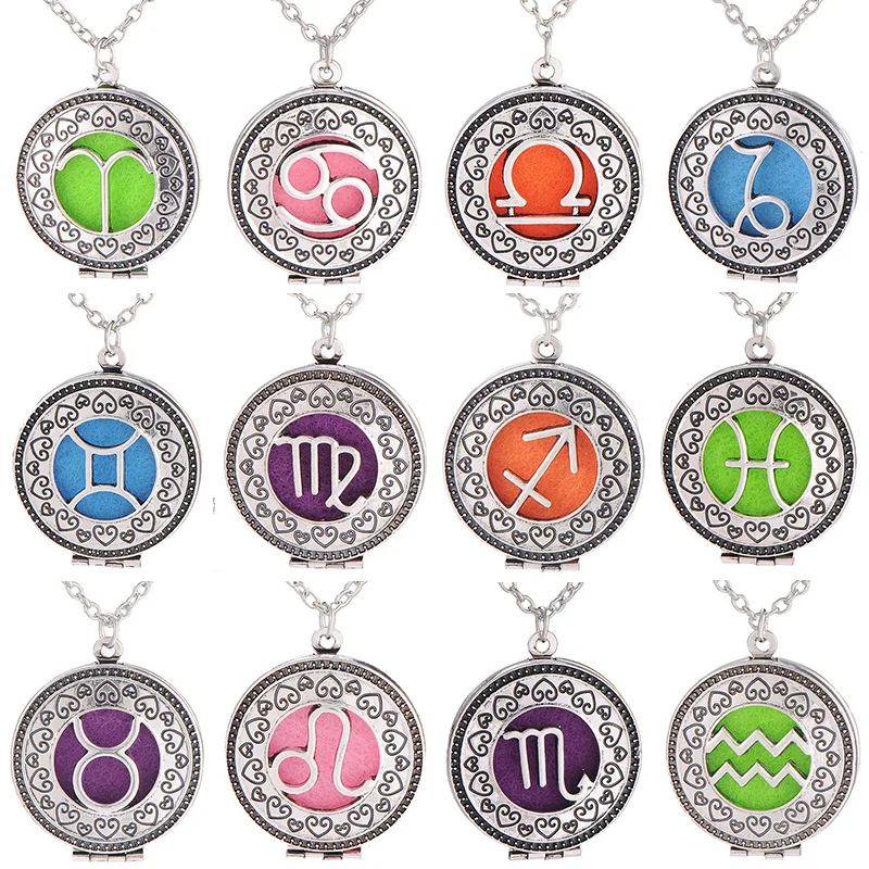 Покрыты золотом серебром 12 сияние созвездия распылитель эфирных масел ожерелье