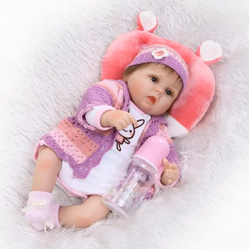 42 см мягкая ткань тела силиконовая кукла возрожденная Bonecas Baby Reborn Реалистичная