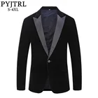 PYJTRL мужской классический блейзер размера плюс, Черная шаль с лацканами, бархатный пиджак, мужской модный Повседневный Свадебный костюм жениха, приталенный костюм, костюмы певцов