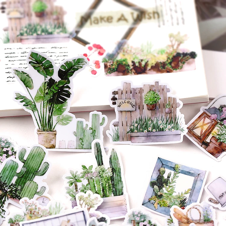 28 шт. милые самодельные зеленые наклейки растения DIY дневник альбом украшение