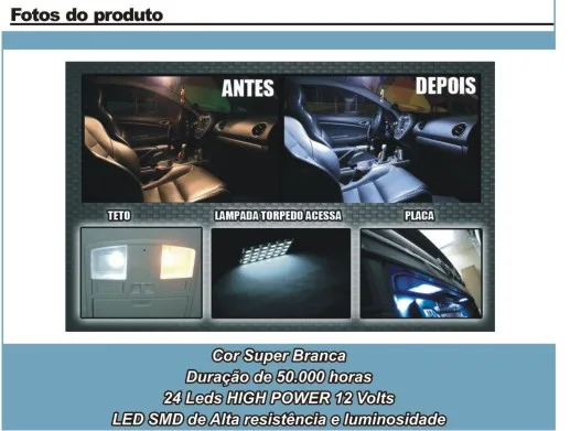 Комплект из 10 светильников 24 светодиода 42 мм светильники Super Branca 12 В | Автомобили и