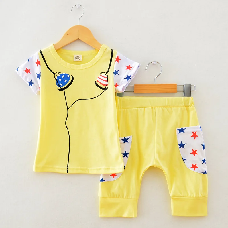 1-7 Years Old Kids Boy Summer Set Cotton Shorts + T Shirt Children Boys Clothing Baby Sports Suit Clothes |