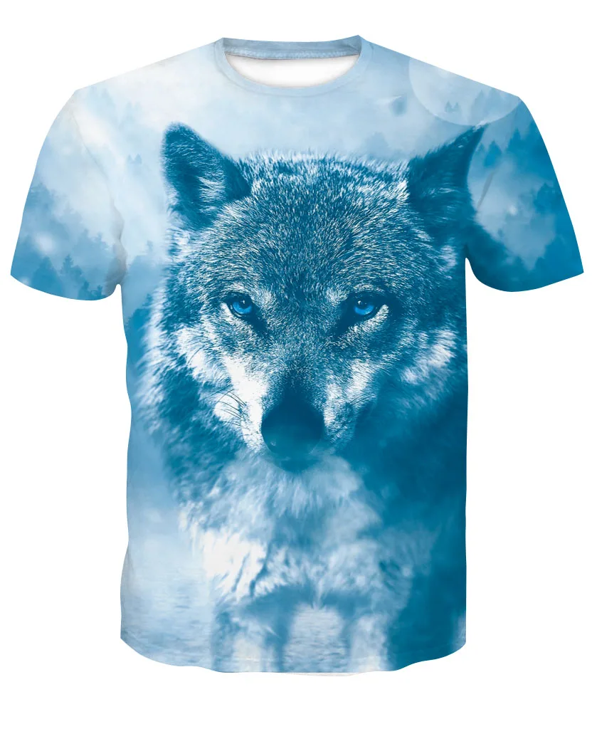 D126 Мужская одежда, новинка, Harajuku Wolf, 3D принт, крутая футболка для мужчин/женщин, короткий рукав, летние топы, футболки с животными, модная футболка - Цвет: D126