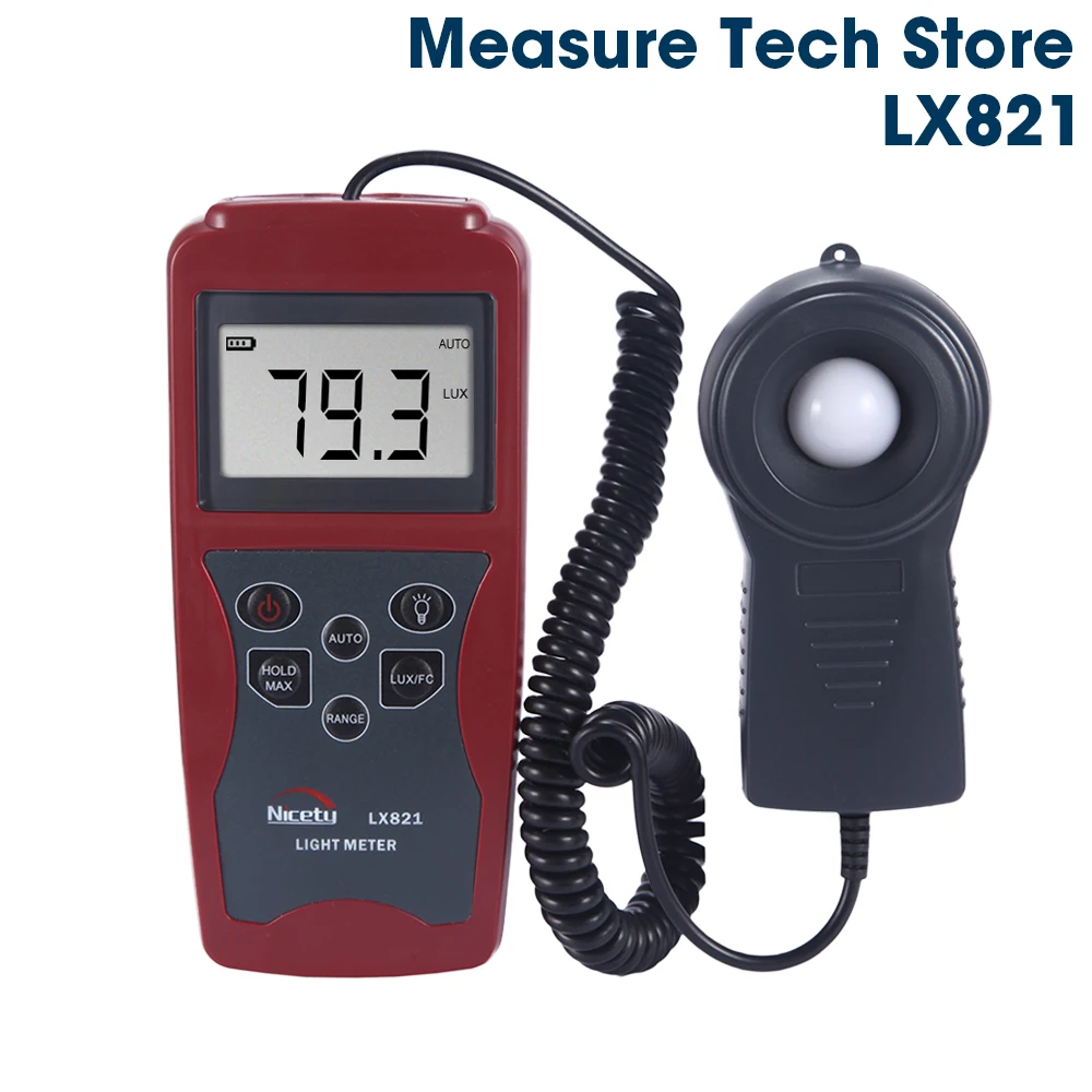 Nicetymeter LX821 Профессиональный отдельный зонд 200000 Люкс Цифровой люксовый измеритель, тестер, максимальное минимальное значение, светильник, фотометр