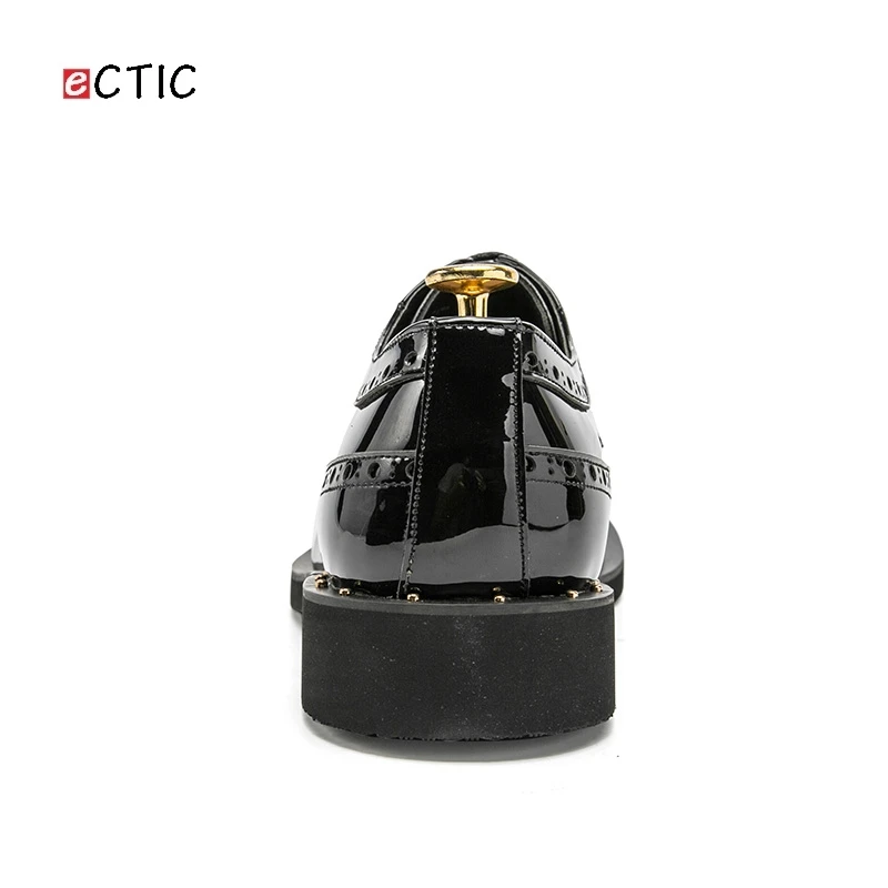 Мужские туфли на шнурках Ectic из лакированной кожи с цветным принтом | Обувь