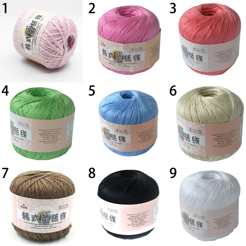 50g/ball Crochet Cotton Yarn 2 ply Middle Thin 0.8mm Lace Cotton Yarn Hand-knitting Yarn Machine Knitting Crochet Threads