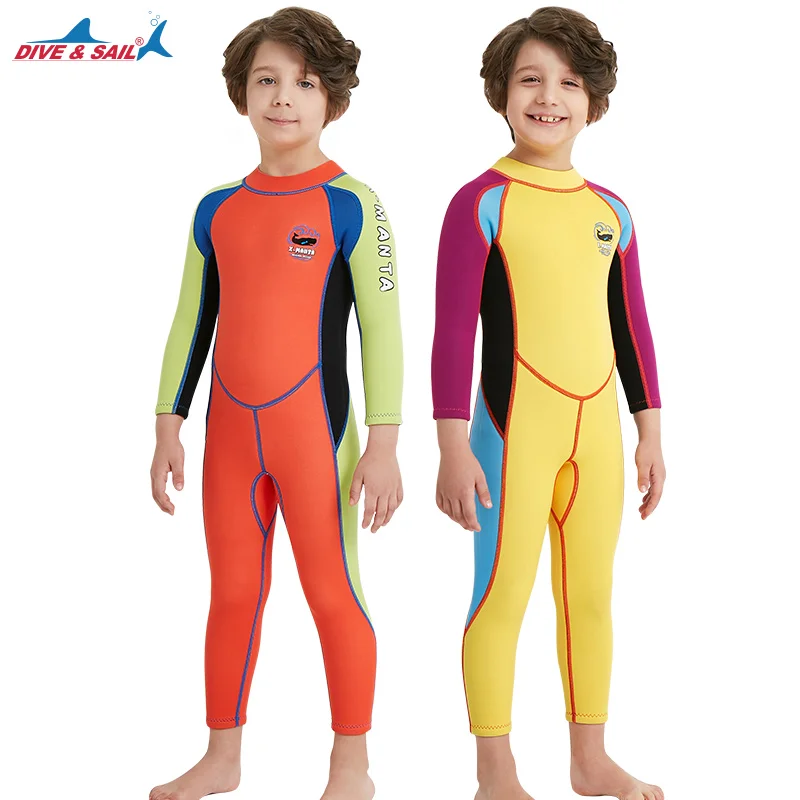 Dive and Sail Kids 2.5mm Neoprene Wet Suit Diving Wetsuit Boys Girls Swimsuits Long Sleeve Swimwear Full Body | Спорт и развлечения