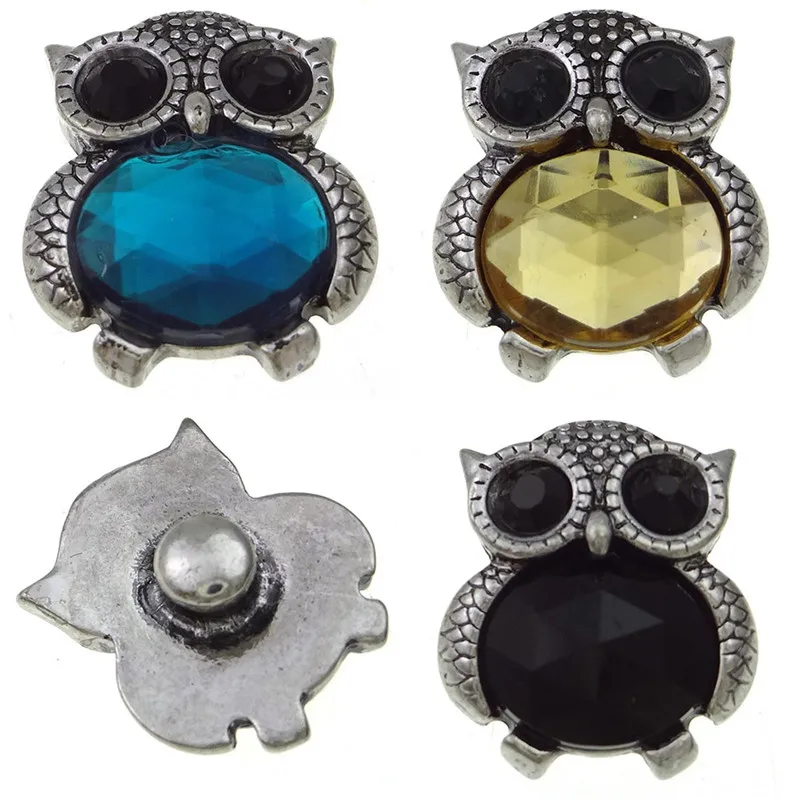 Сделай Сам 18 мм защелка тренд Поппер ювелирные изделия 3 Цвета Сова металлическая