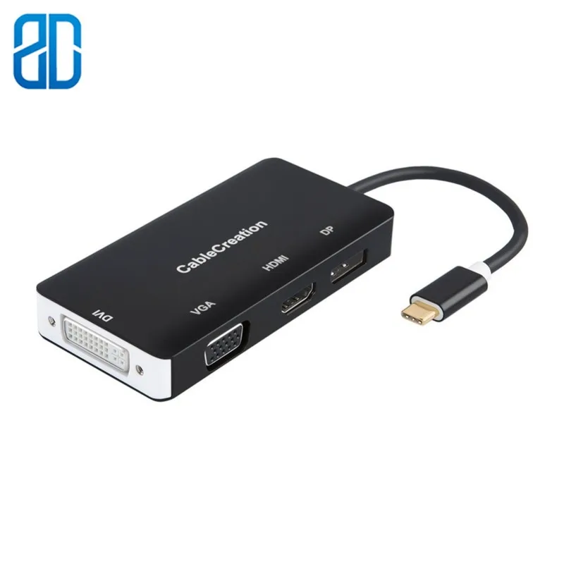 4 in 1 USB-C Type C to HDMI 4K +DP +DVI +VGA Adapter Thunderbolt 3 Compatible Male Female DP MacBook Pro/MacBook/Yoga 920 | Электроника