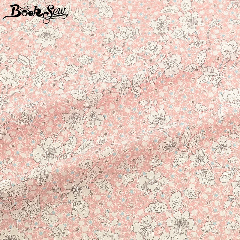 Booksew 100% хлопок печатная розовая цветочная ткань для кукол Тип саржа DIY Tecido Telas