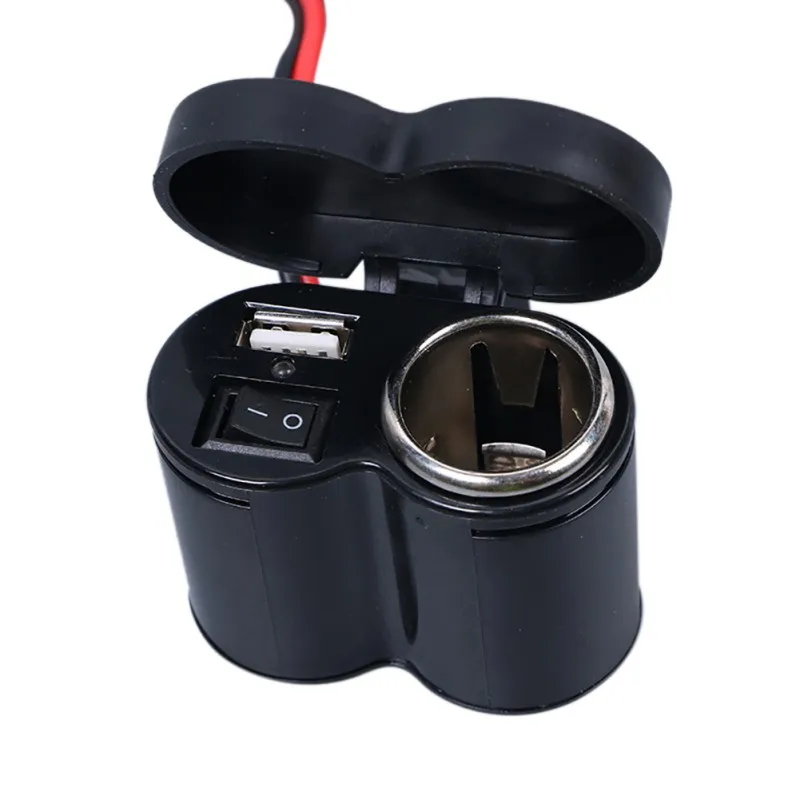 12V 24V Motorcycle Waterproof USB Cigarette Lighter Charger LED Blue Light Indicator Power Port Outlet Socket|Зажигалка| |