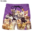 Прямая поставка от YX GIRL, Новинка лета 2018, стильные мужские шорты, повседневные шорты с животным, милым котом3D принтом молнии кота для мужчинженщин