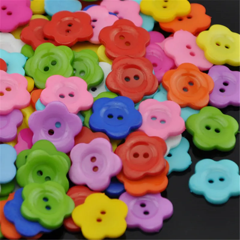 

50/100 pcs 21mm Mini Flower 2Holes Plastic Buttons Kid's Sewing Crafts Mix PT81