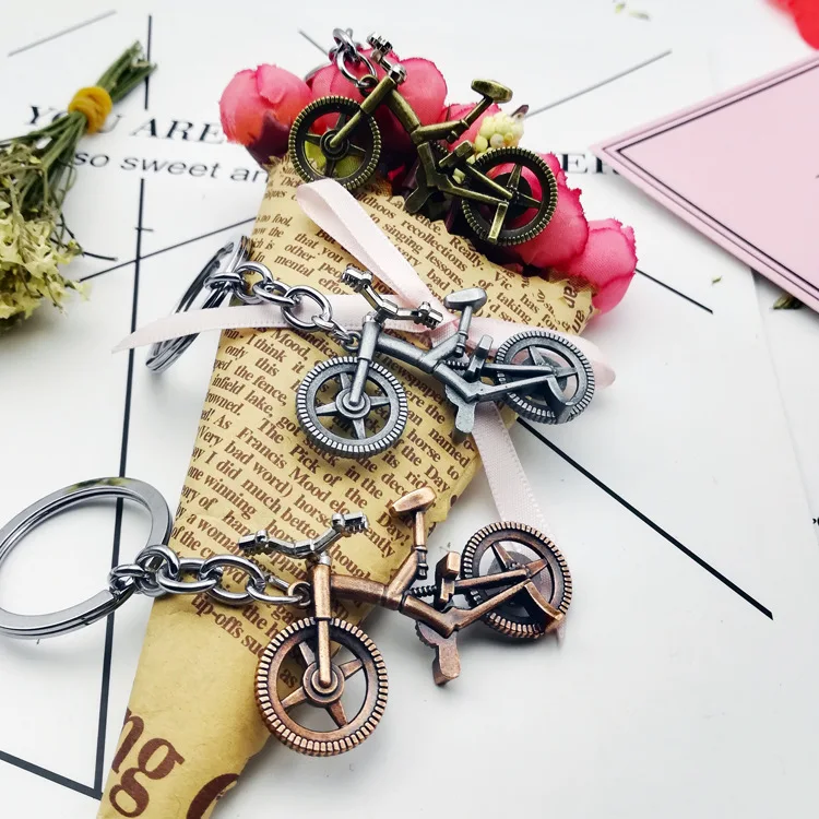

200pcs Zinc Alloy Retro Bicycle Shaped Keychains Metal Bike Keyrings for Sports Gifts Wedding Party Favor