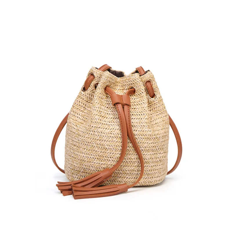 Повседневное пляжная сумка соломенные сумки мини на плечо Креста тела женщины