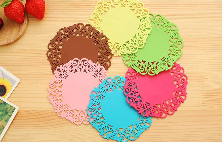 2 шт./лот кружево цветы полые силиконовые подставки для кофейного столика чашки