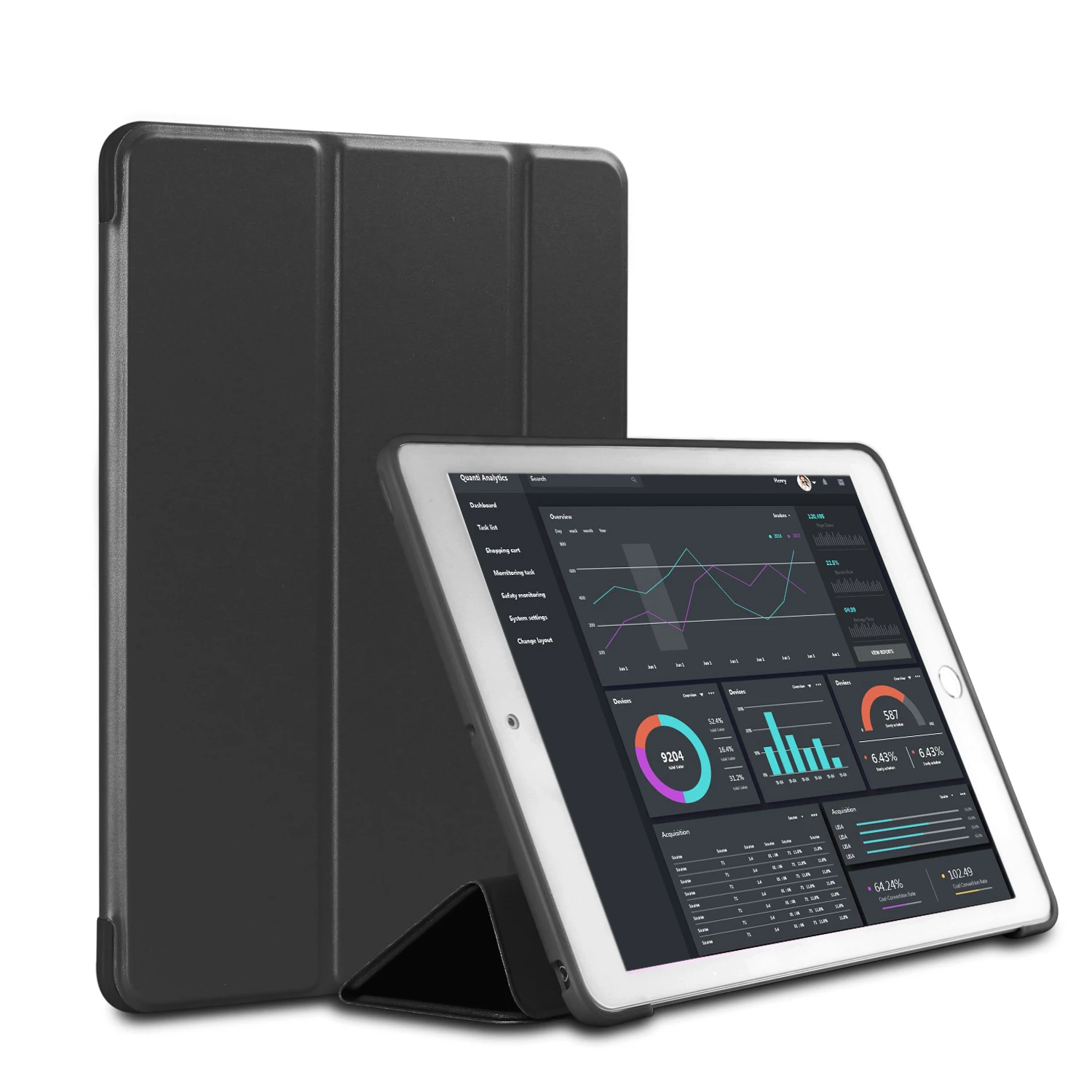 Black Чехол PFHEU для iPad / 9,7, силиконовый мягкий тонкий чехол из искусственной кожи для iPad Air 1 Air 2 - Цвет: Black