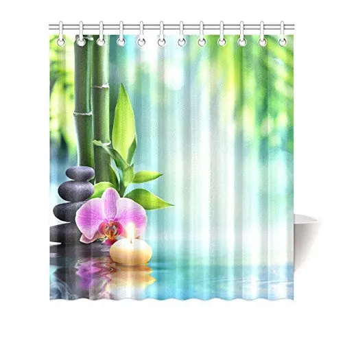 Садовый спа Декор занавеска для душа Zen камни ароматические свечи орхидеи цветут на очистке воды Отдых
