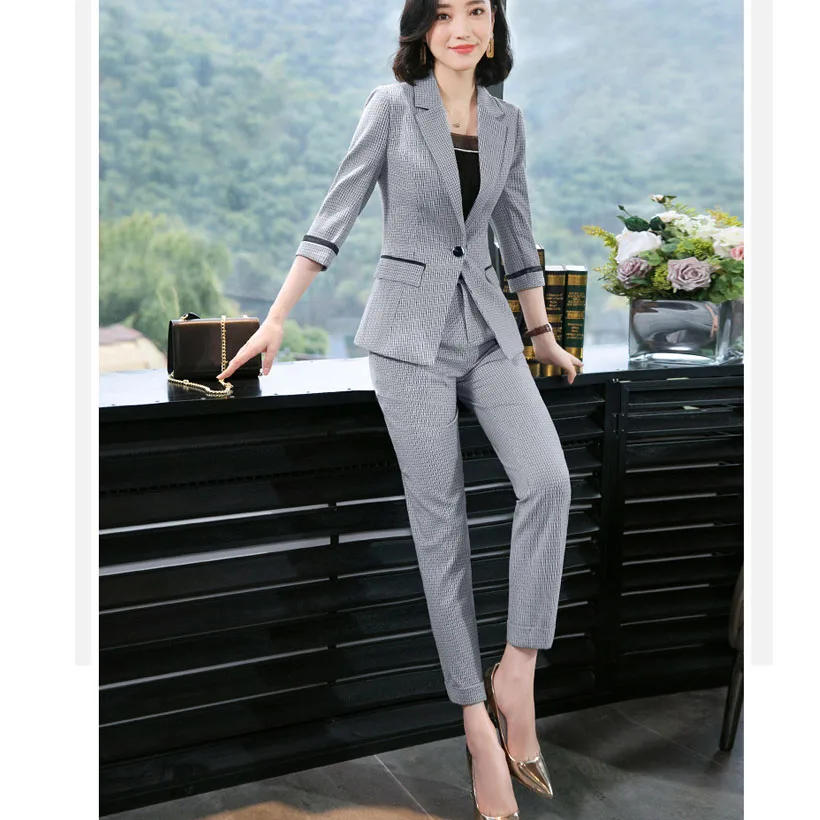 Женские Осенние рабочие костюмы с брюками OL комплекты из 2 предметов одна