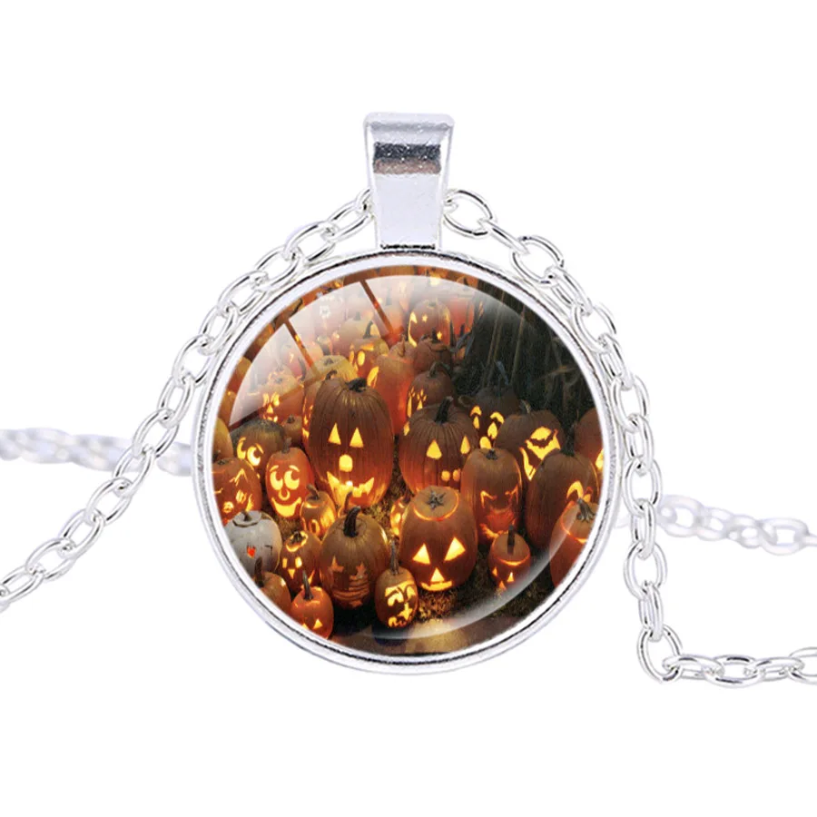 Ожерелье на Хэллоуин тыквенная голова трюк или лечение детская игра серебряное