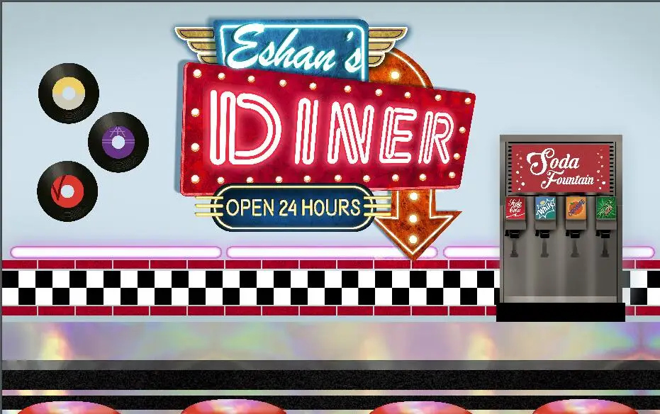 Пользовательские Ретро Diner винтажный американский ресторан фон Высокое качество