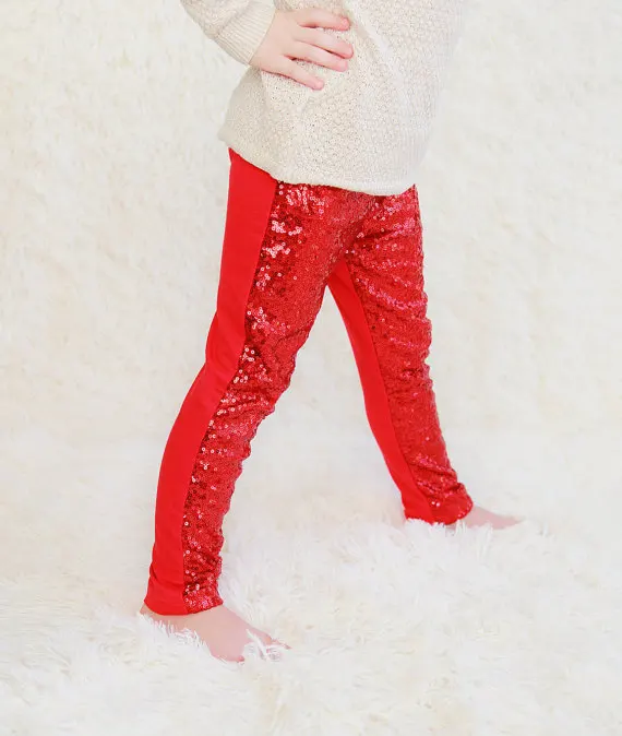 Штаны с блестками для девочек красные штаны золотыми леггинсы пайетками золотые
