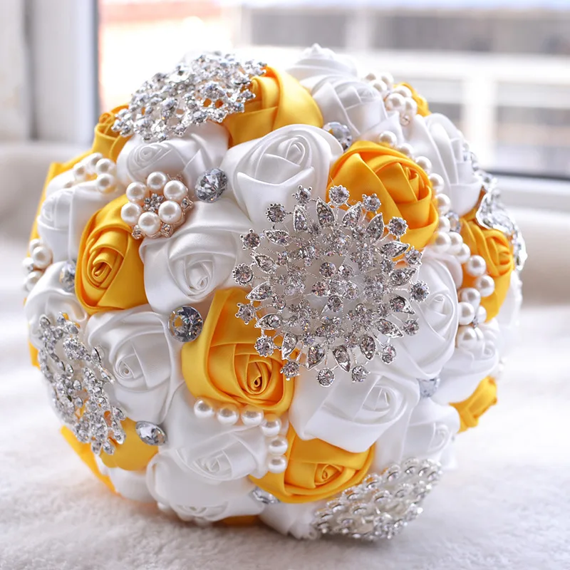 High Quality Hand Made Artificial Wedding Bouquets Flower Crystal Bridesmaid Rhinestone Bridal Wedding Bouquet de mariage