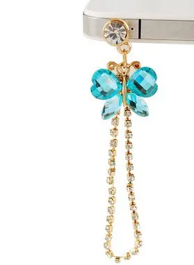 

Crystal Sequins Butterfly Diamond Chain Tassel Phone Dust Plug Earphone Jack Plug for All of 3.5mm Headphone Hole of Phone