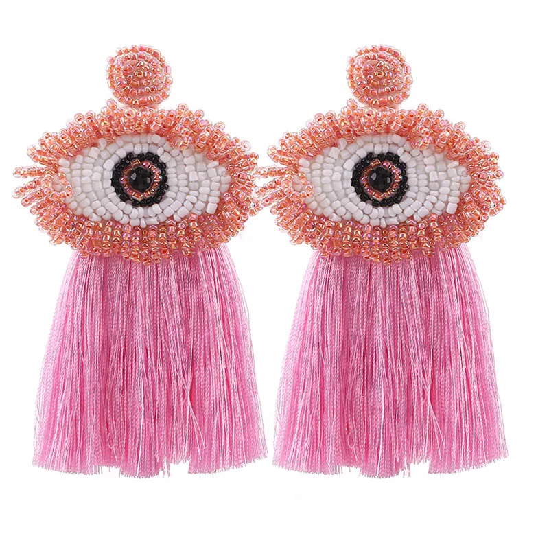 E1172 Pink Sehuoran, богемные серьги с большими кисточками для женщин, женская бахрома, модные крупные висячие серьги, Boho, новые ювелирные изделия - Окраска металла: E1172 Pink