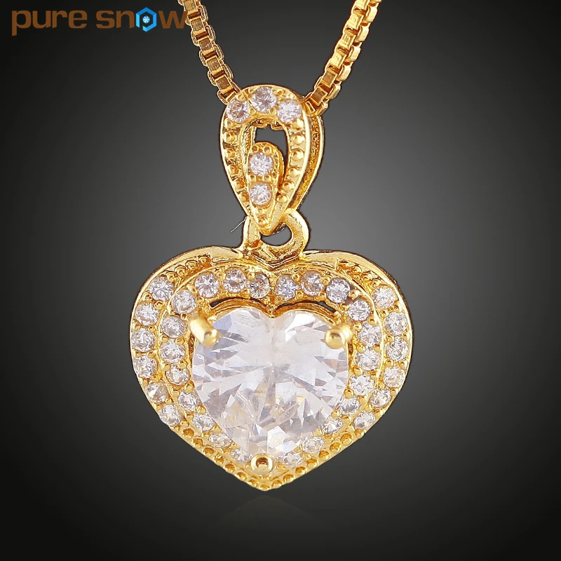 Чистый снег Лидер продаж фианит сердце любовь изделия Щепка/золото Цвет кристалл