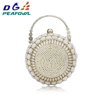 womens pearl beaded evening bags pearl beads clutch bags handmade wedding bags beige cell phone silicone toiletry wallet