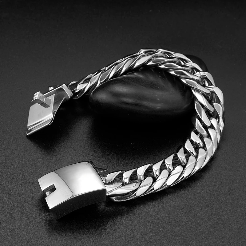 Тяжелое панцирное плетение 8-11 дюймов браслет-цепочка Ширина 16 мм серебряный цвет