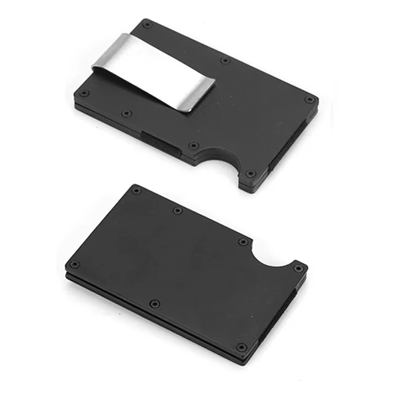 Black Silver DIENQI тонкий алюминиевый металлический Анти RFID блокирующий держатель для карт, минималистичный кошелек для мужчин, Бизнес банк, id, держатель для карт, карманная сумка - Цвет: Black Silver