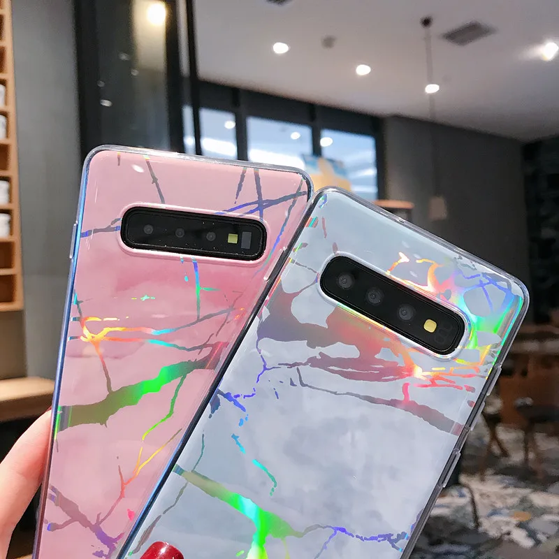 Лазерный мраморный чехол для Samsung galaxy S7Edge S8 S9 S10Plus S10e мягкий с каменным узором Note 8 9