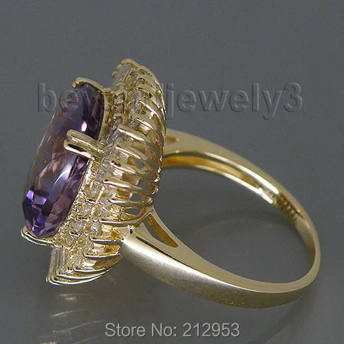 Женское кольцо с аметистом 13x15 мм 14 карат желтое золото 9 80 карат|ring for|rings for womenrings