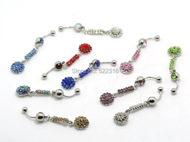 10 шт./лот смешанные цвета украшения для пирсинга пупка с цветком Висячие присинг