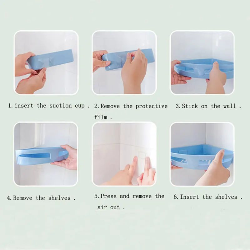 Пластиковые полки для ванной комнаты настенная угловая присоска хранения