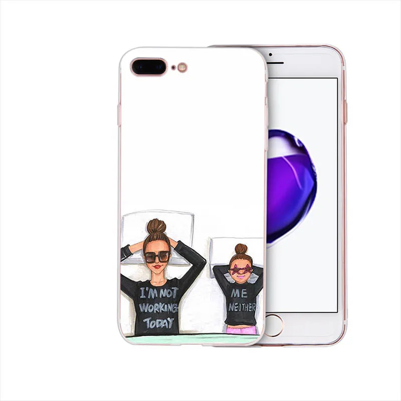 case 30 Мягкий чехол Красивая мама милый ребенок мультфильм дизайн для iphone 7 8 6s 6 plus чехол xs max x xr Coque 5S se 5 Funda - Цвет: case 30