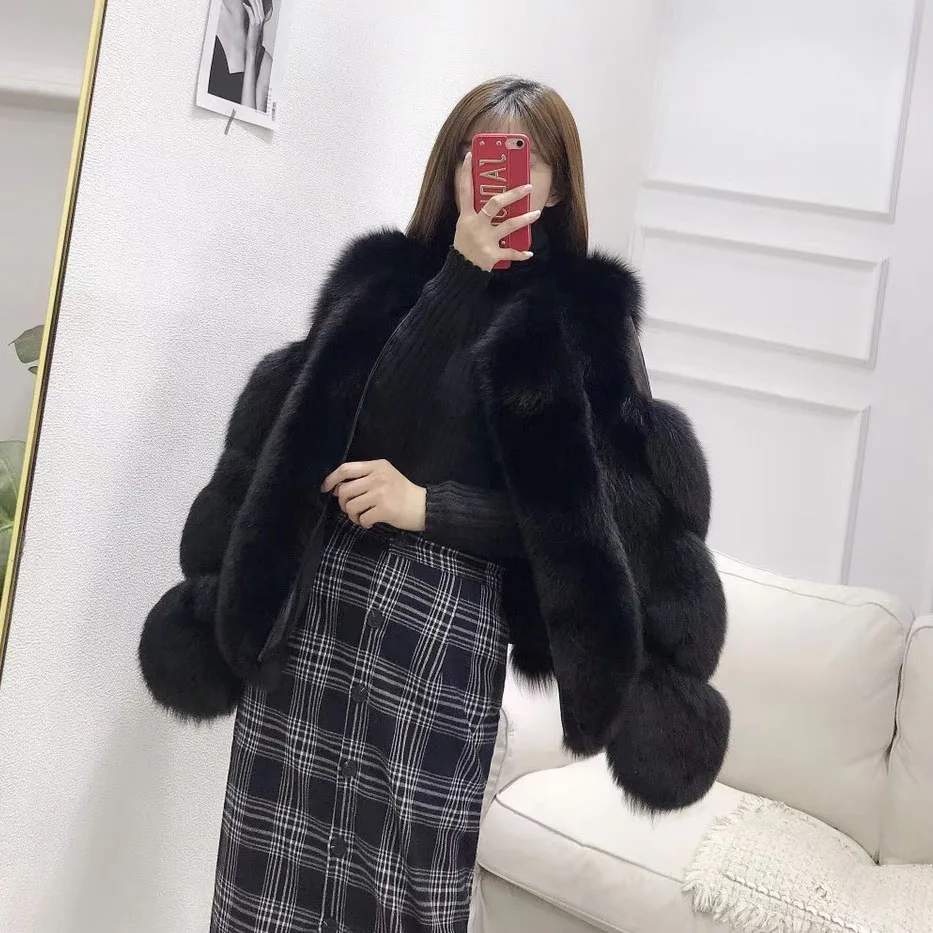 Модные короткие меховые куртки разных цветов женские зимние топы женские зимние куртки из лисьего меха кожаные пальто с натуральным лисьим мехом